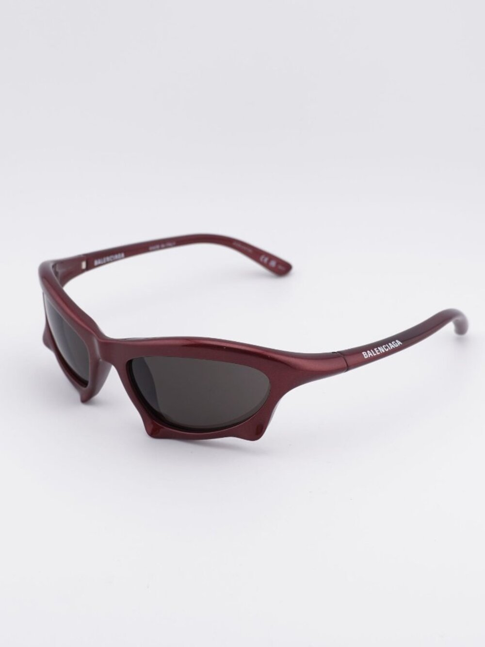 Balenciaga BB0229S 005 Sunglasses Bordeaux Oval Frame, Grey Lenses